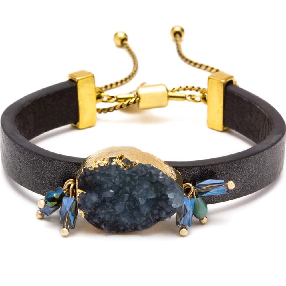 Adjustable Druzy Bracelet 🔮 Charcoal Gray